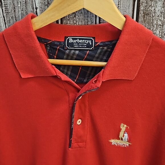 Vintage Burberry Red Golf Polo Sz.Large - Picture 2 of 9